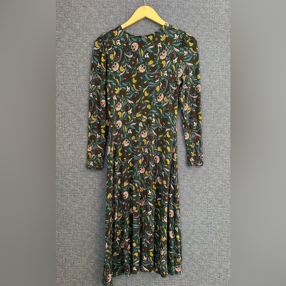 Boden Dark Green Floral Long Sleeve Dress size 6 - Picture 4 of 4